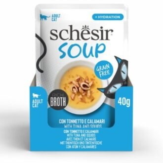 Schesir Soup Cat Wet Food in Soup Pouch-Tuna with Squid 1 X 40g