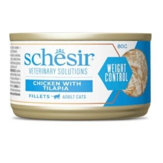 Schesir Veterinary Solutions Weight Control Chicken with Tilapia Fillets Wet Cat Food, 80g
